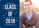 Navy Graduation Cap Confetti Photo Invitations Image 5 of 6